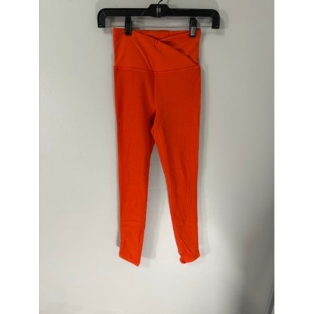 Athleta‎ Women's Orange Ribbed High Waist Workout Leggings Size XXS